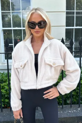 Eliza cream wool like cargo bomber