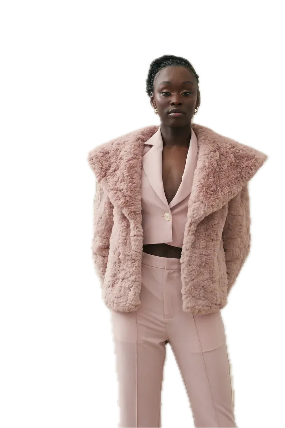 Elliatt Tiahnee Blush Pink Faux Fur Jacket - Luxuriously Soft and Stylish