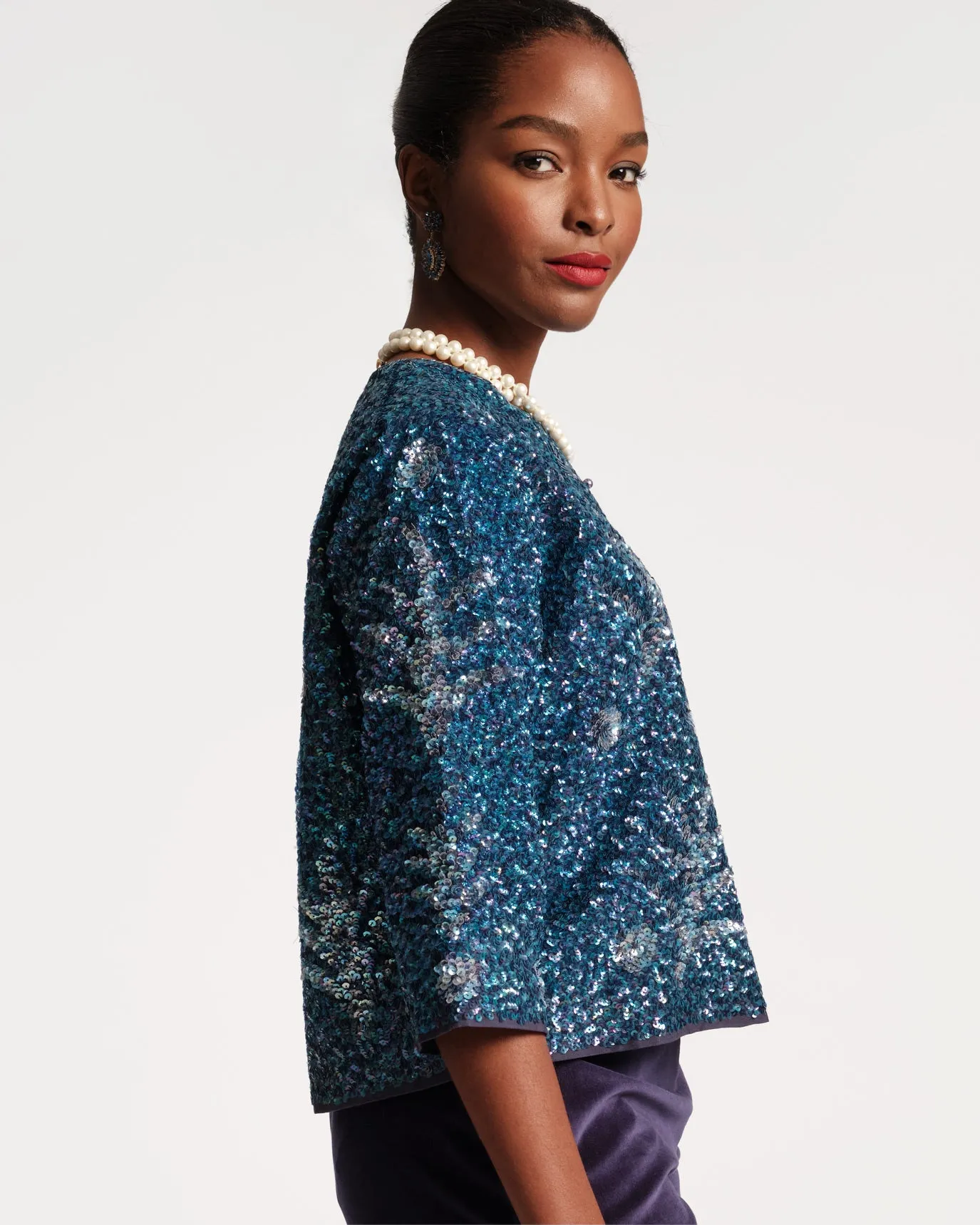 Elsie Sequin Jacket Navy