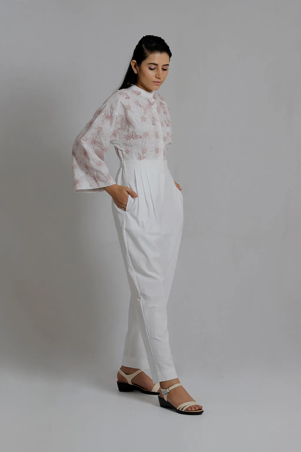 Embroidered Kimono Sleeve Jumpsuit