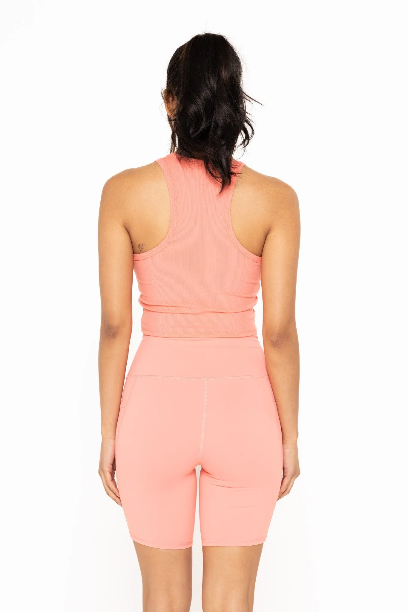 Essential Micro-Ribbed Cropped Racer Tank Top | MONO B - Final Sale