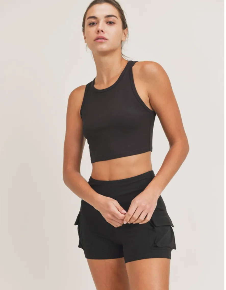 Essential Micro-Ribbed Cropped Racer