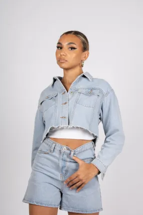 FAE Diamanté Angel Cropped Denim Jacket