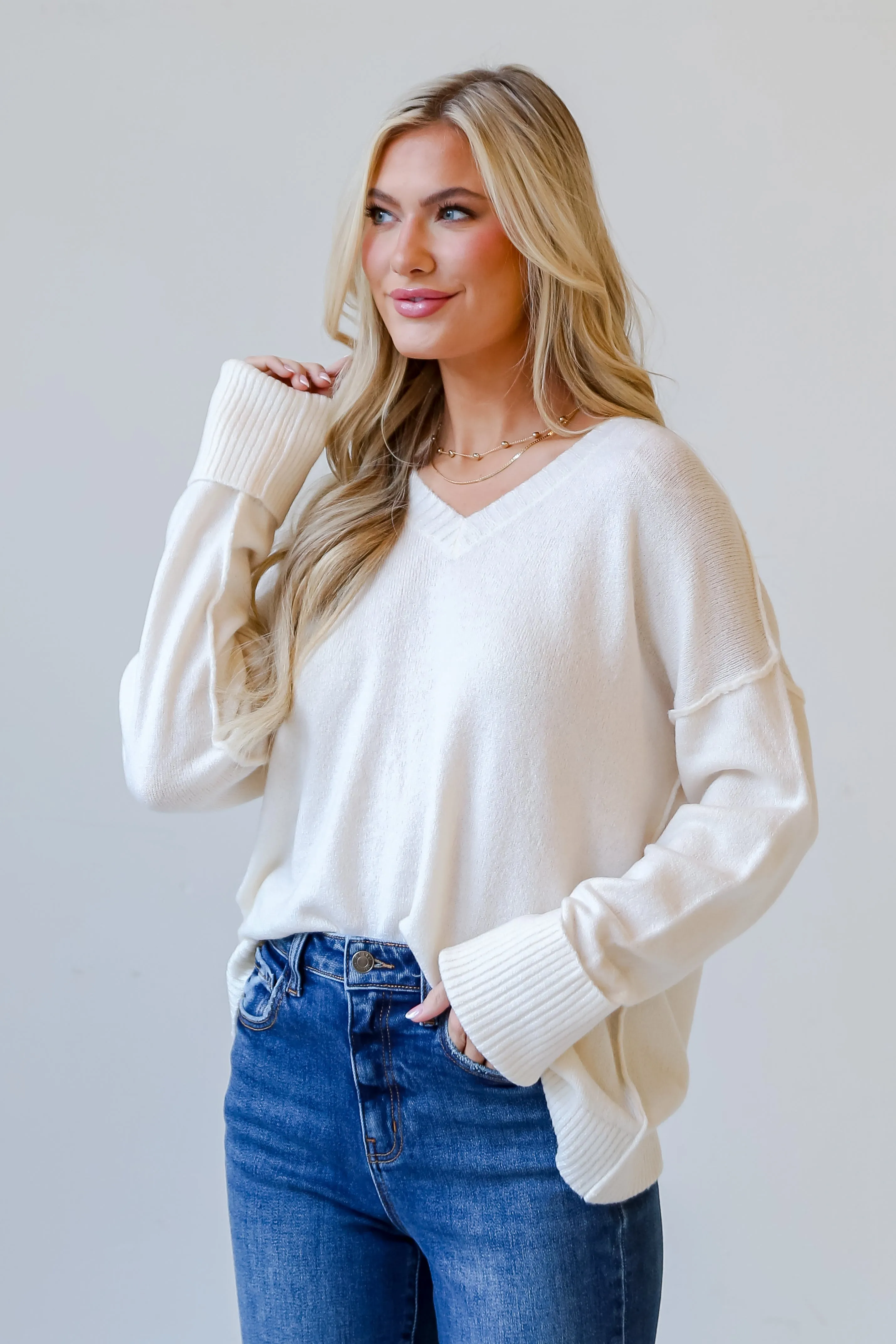 FINAL SALE - Tess Ivory Oversized Sweater