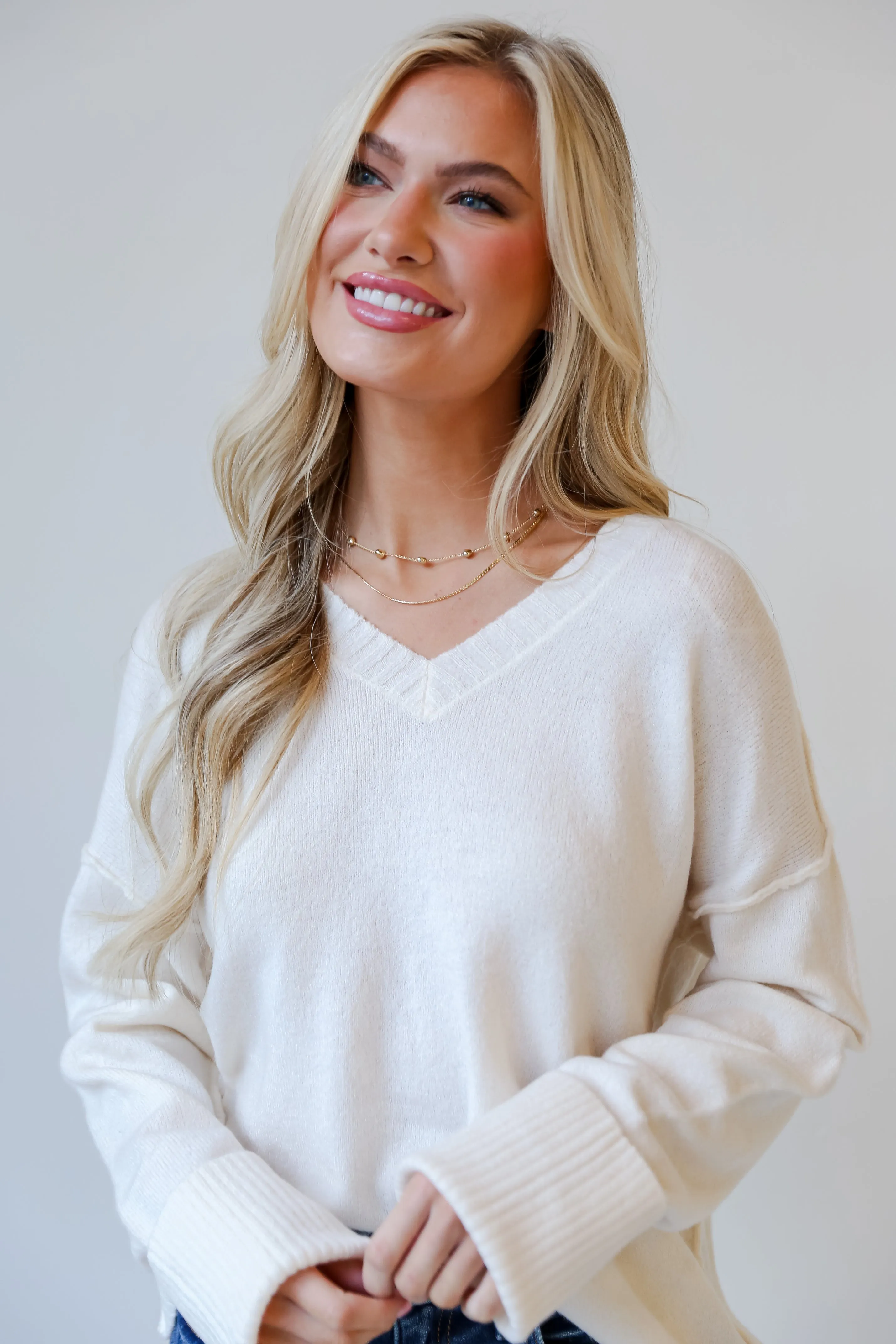 FINAL SALE - Tess Ivory Oversized Sweater