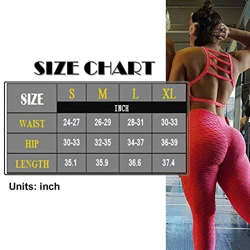 FITTOO Women's High Waist Textured Yoga Pants Tummy Control Scrunched Booty Capri Leggings Workout Running Butt Lift Textured Tights Red