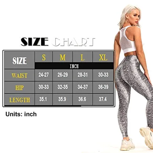 FITTOO Women's High Waist Textured Yoga Pants Tummy Control Scrunched Booty Leggings Workout Running Butt Lift Bubble Textured Tights Snake Printed