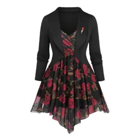 Funki Buys | Shirts | Women's Plus Size Gothic Floral Print Shirt