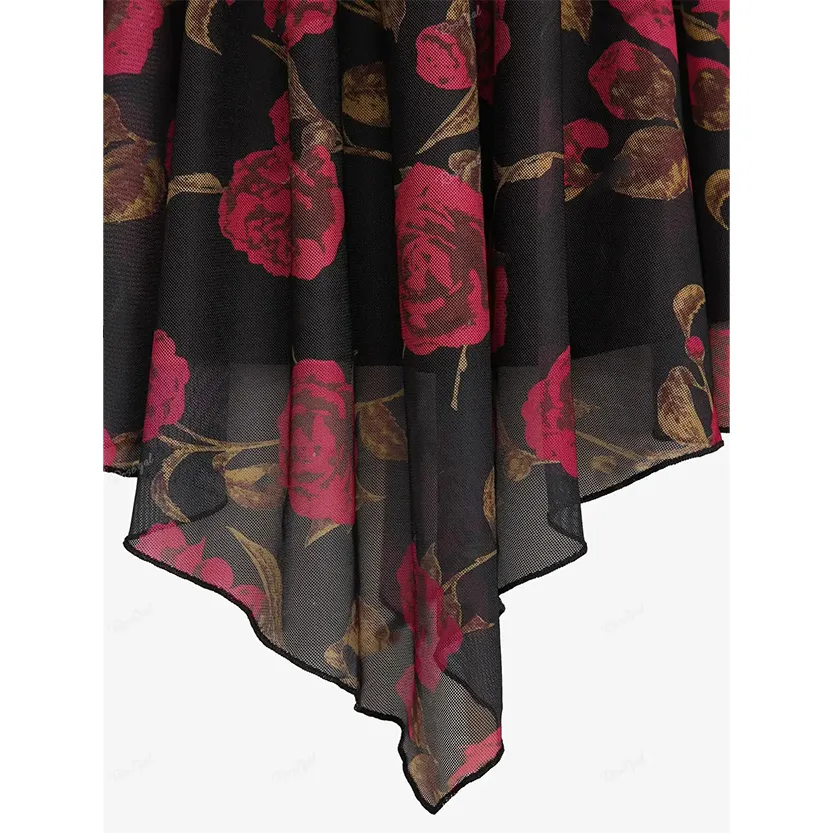 Funki Buys | Shirts | Women's Plus Size Gothic Floral Print Shirt