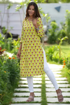 Garnet Garden Handblock Printed Cotton Kurti