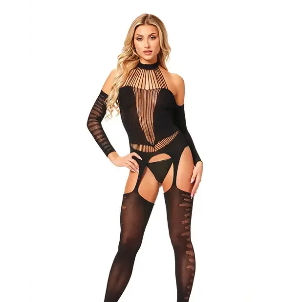 Halter Body Stocking Jumpsuit O/s