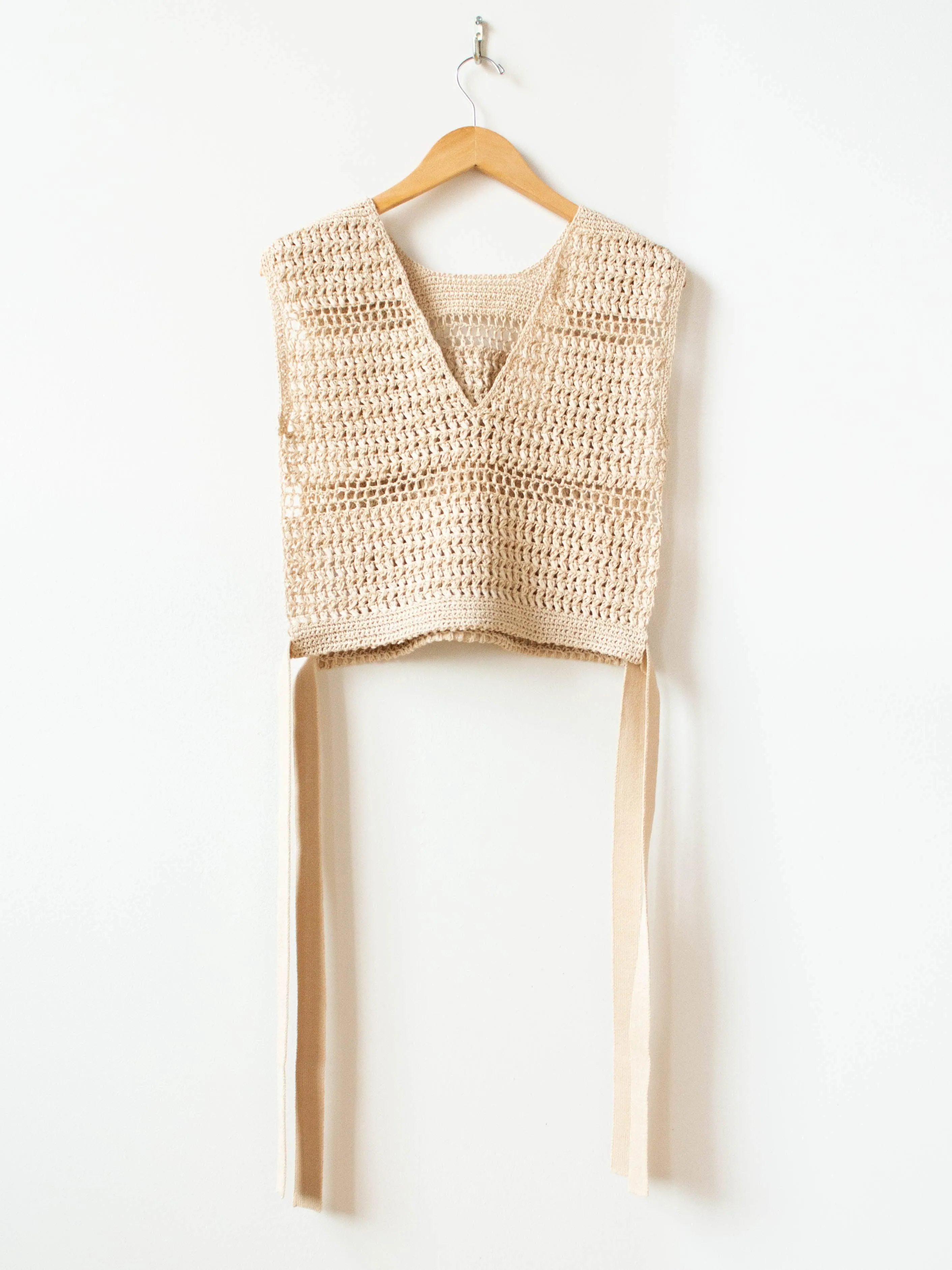 Hand Crochet Gima Cotton Vest - Ecru