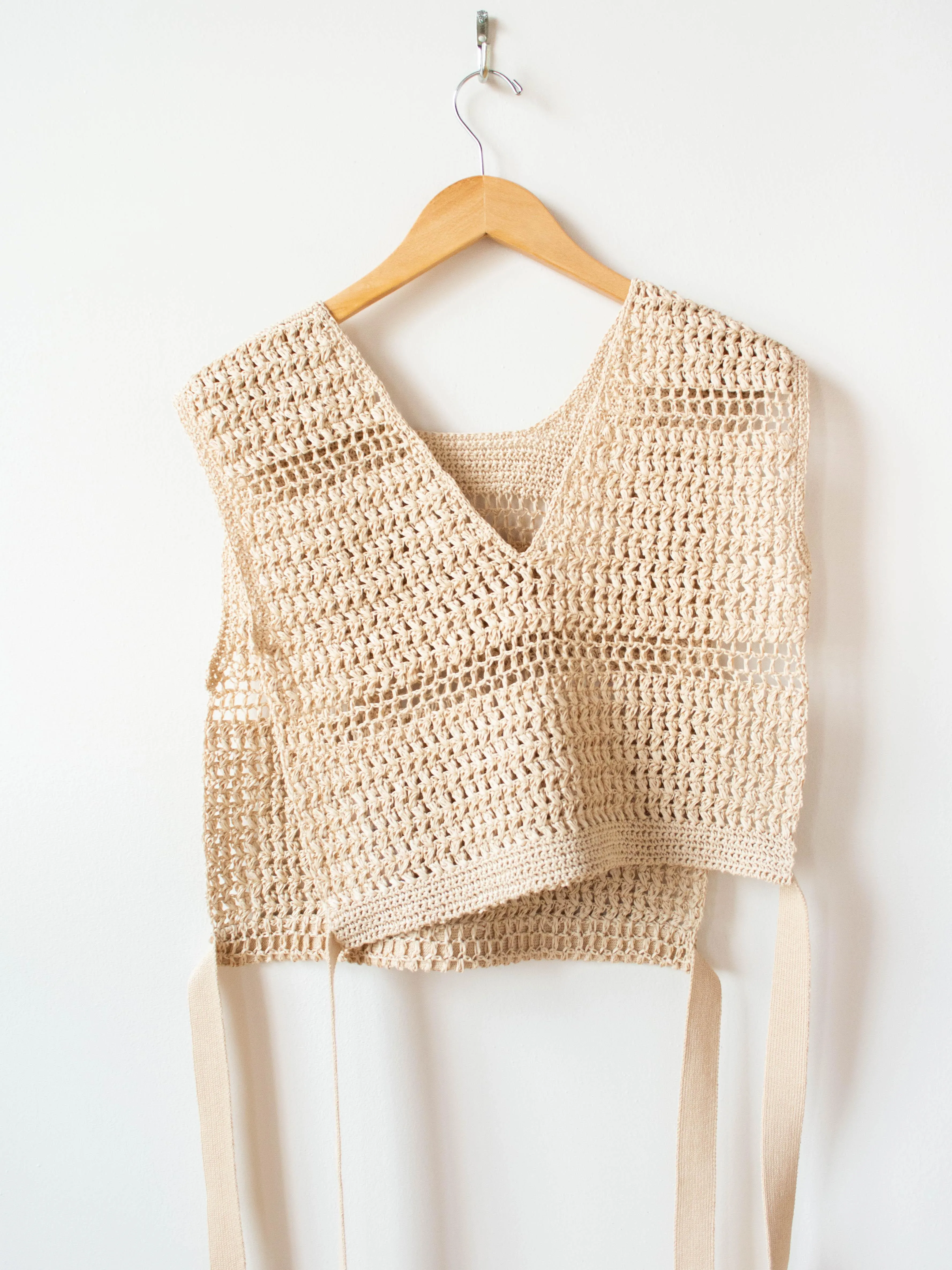 Hand Crochet Gima Cotton Vest - Ecru