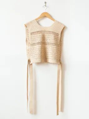 Hand Crochet Gima Cotton Vest - Ecru