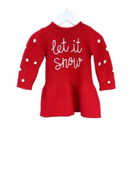 Hatley Baby Girl Let it Snow Sweater Dress Red/White Size 3-6M with Tags