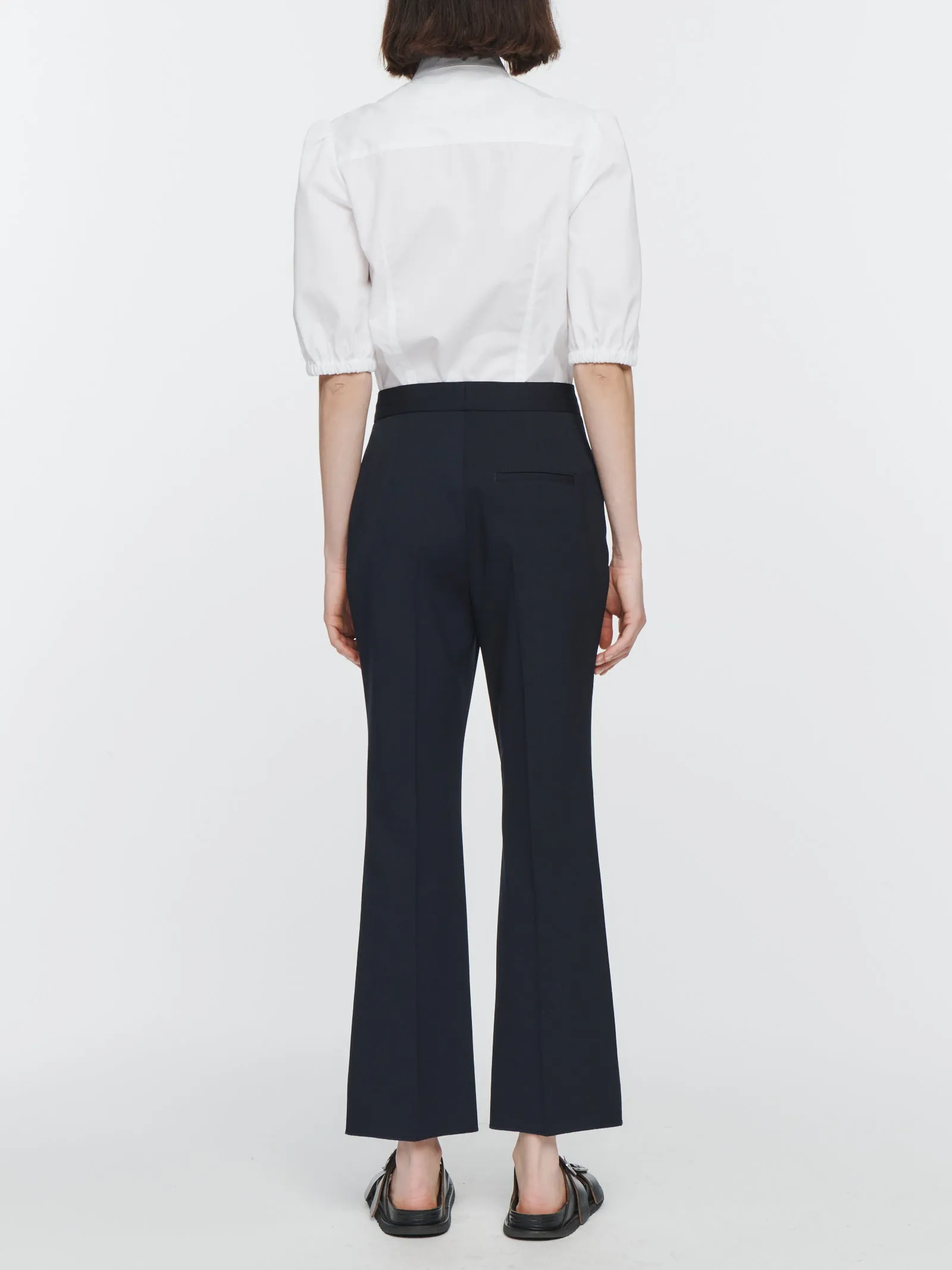 High Waisted Crop Trouser in Midnight Navy