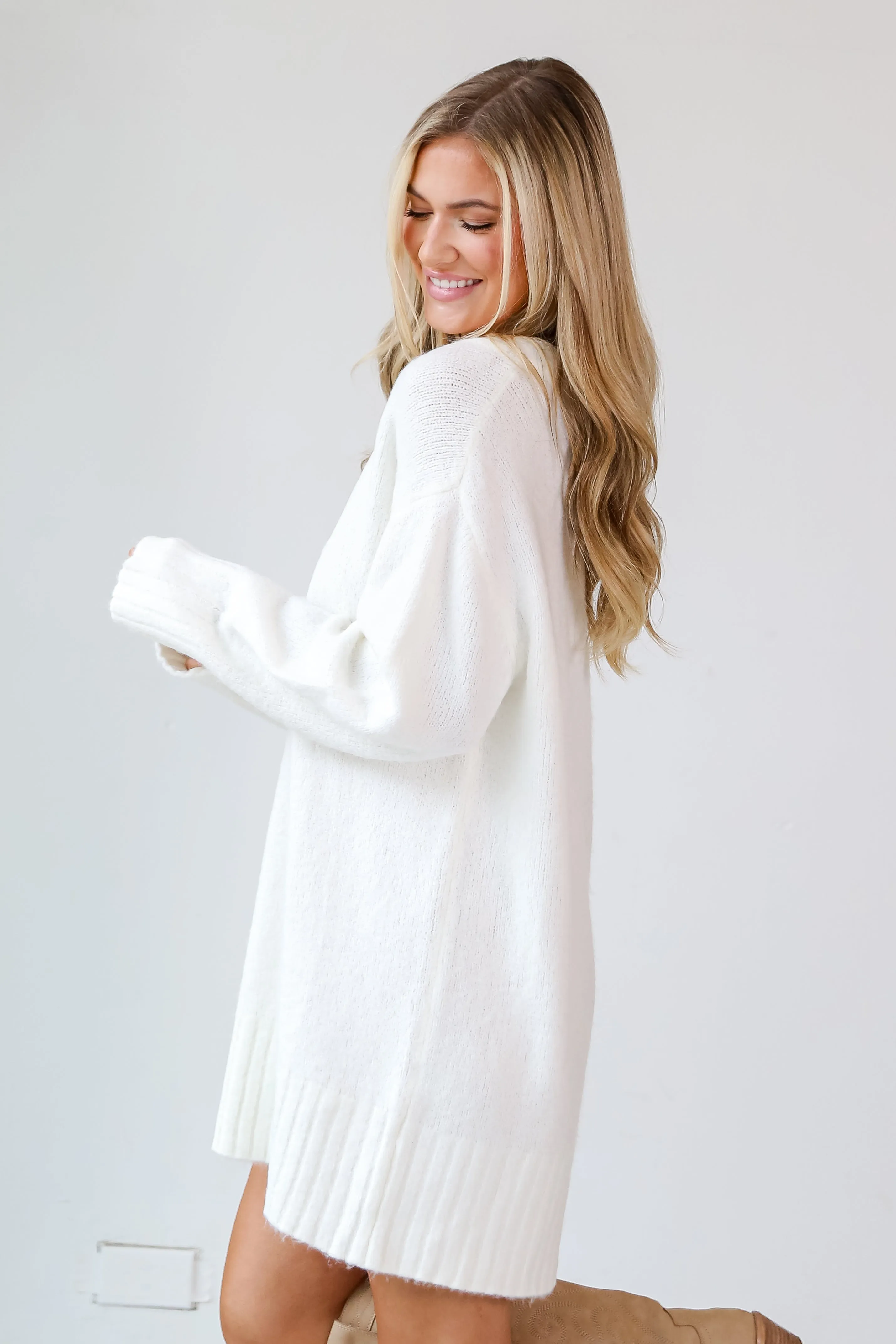 Hope You Know Ivory Mini Sweater Dress