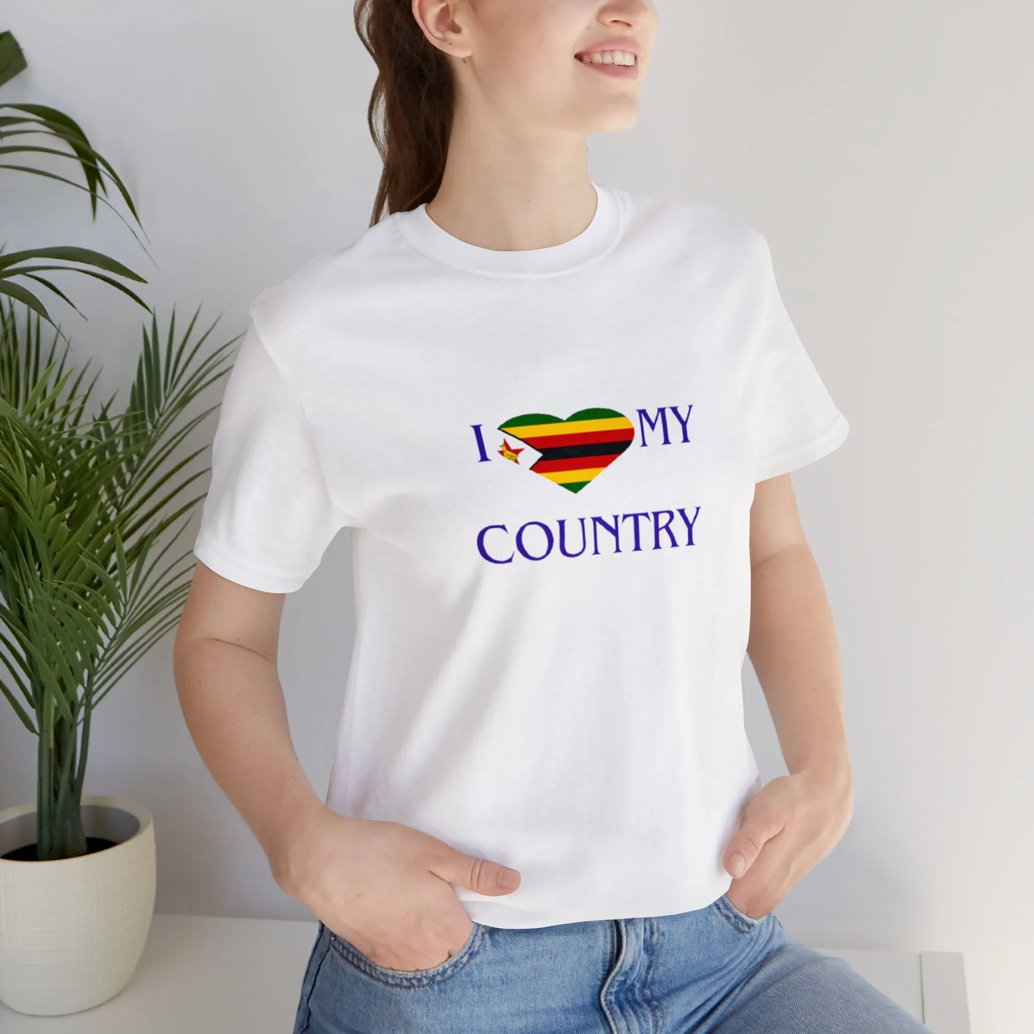 I Love my Country Zimbabwe Unisex Jersey Short Sleeve Tee