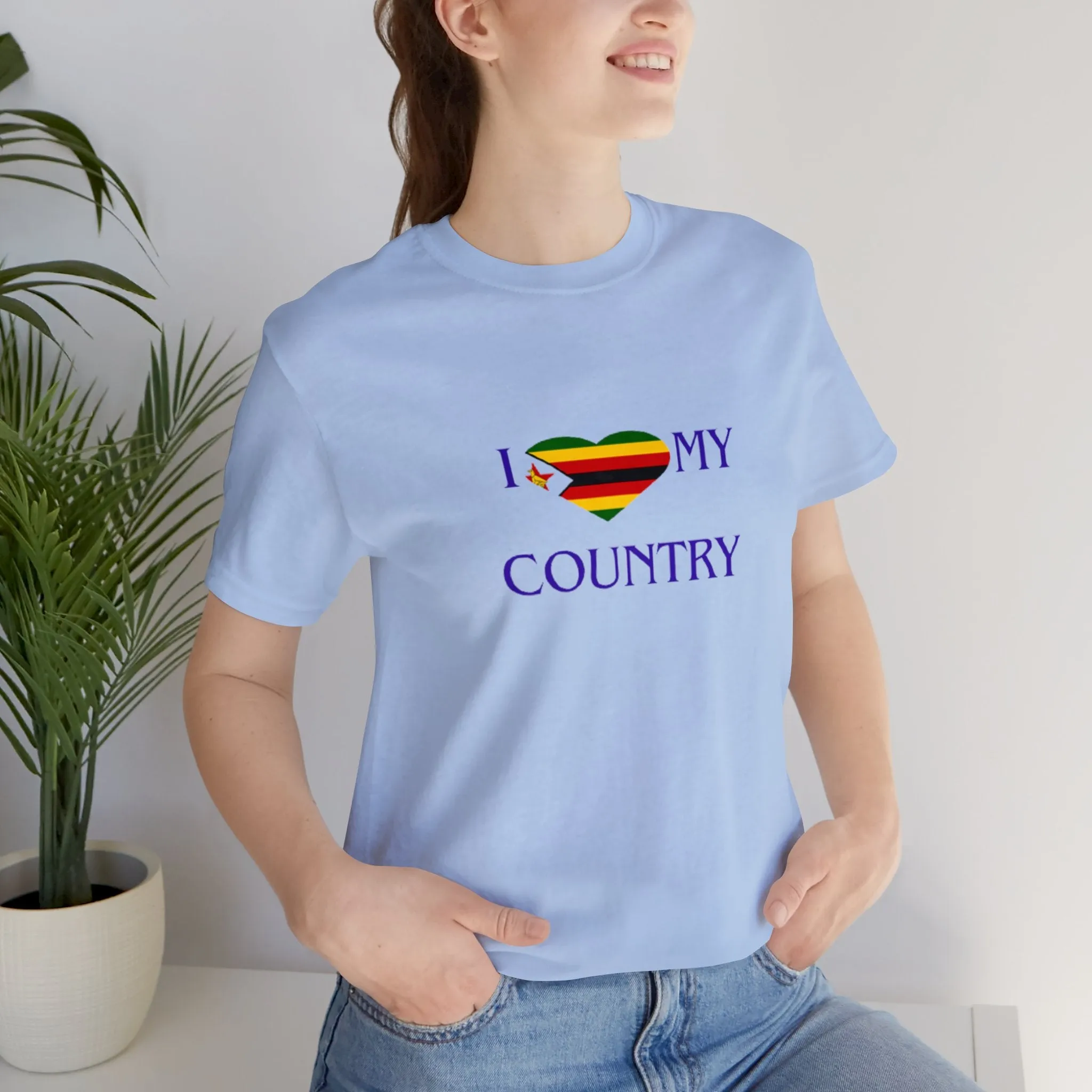 I Love my Country Zimbabwe Unisex Jersey Short Sleeve Tee