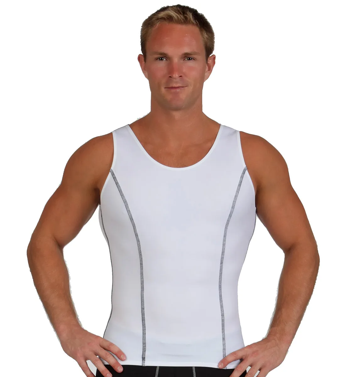 Insta Slim High Compression Muscle Tank Contrast Stitching ISMA0221