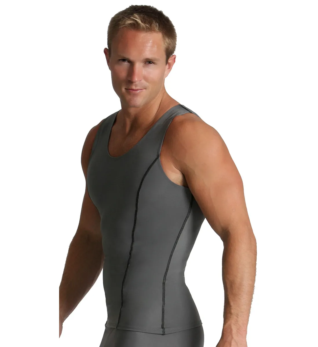 Insta Slim High Compression Muscle Tank Contrast Stitching ISMA0221