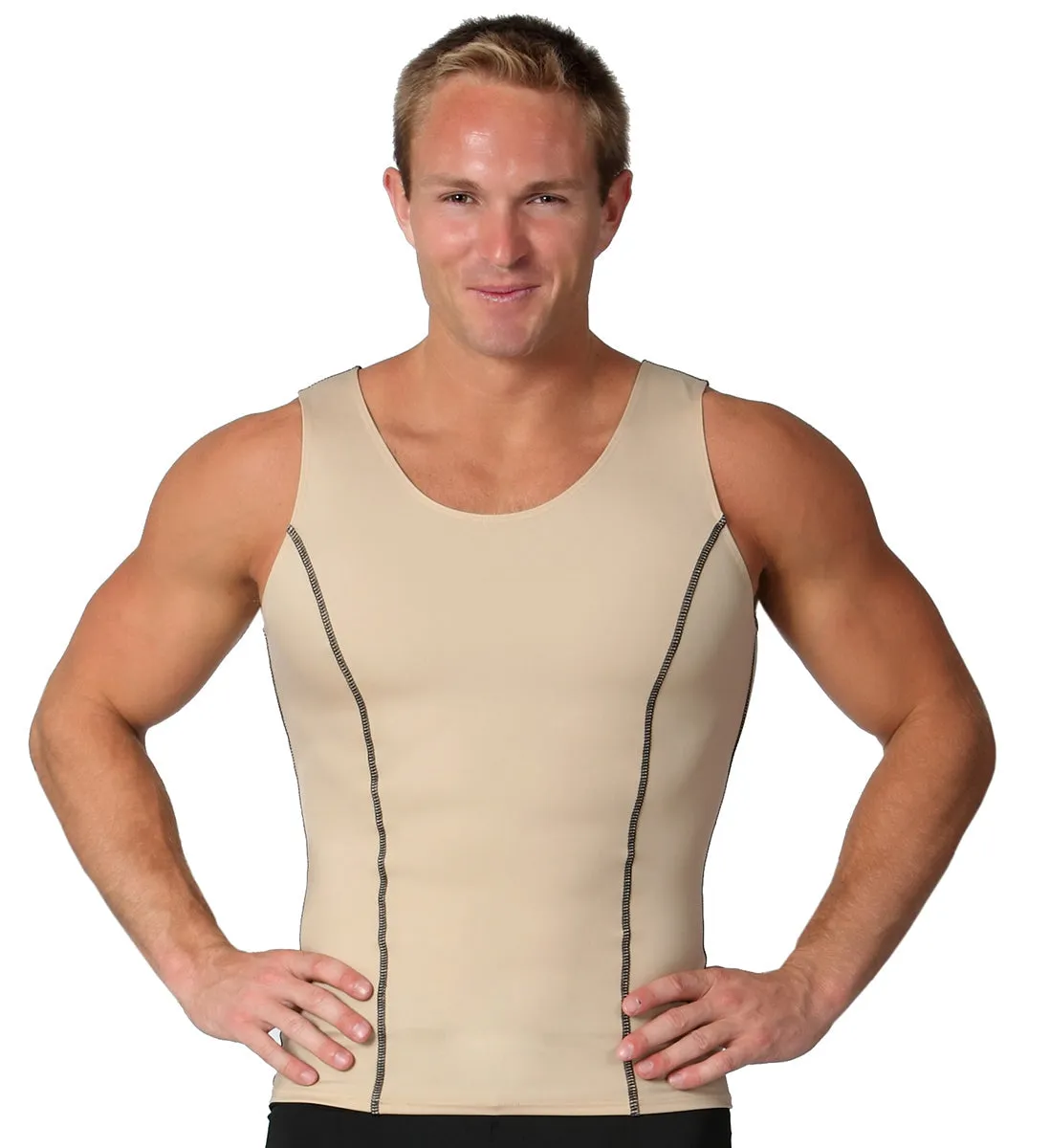 Insta Slim High Compression Muscle Tank Contrast Stitching ISMA0221