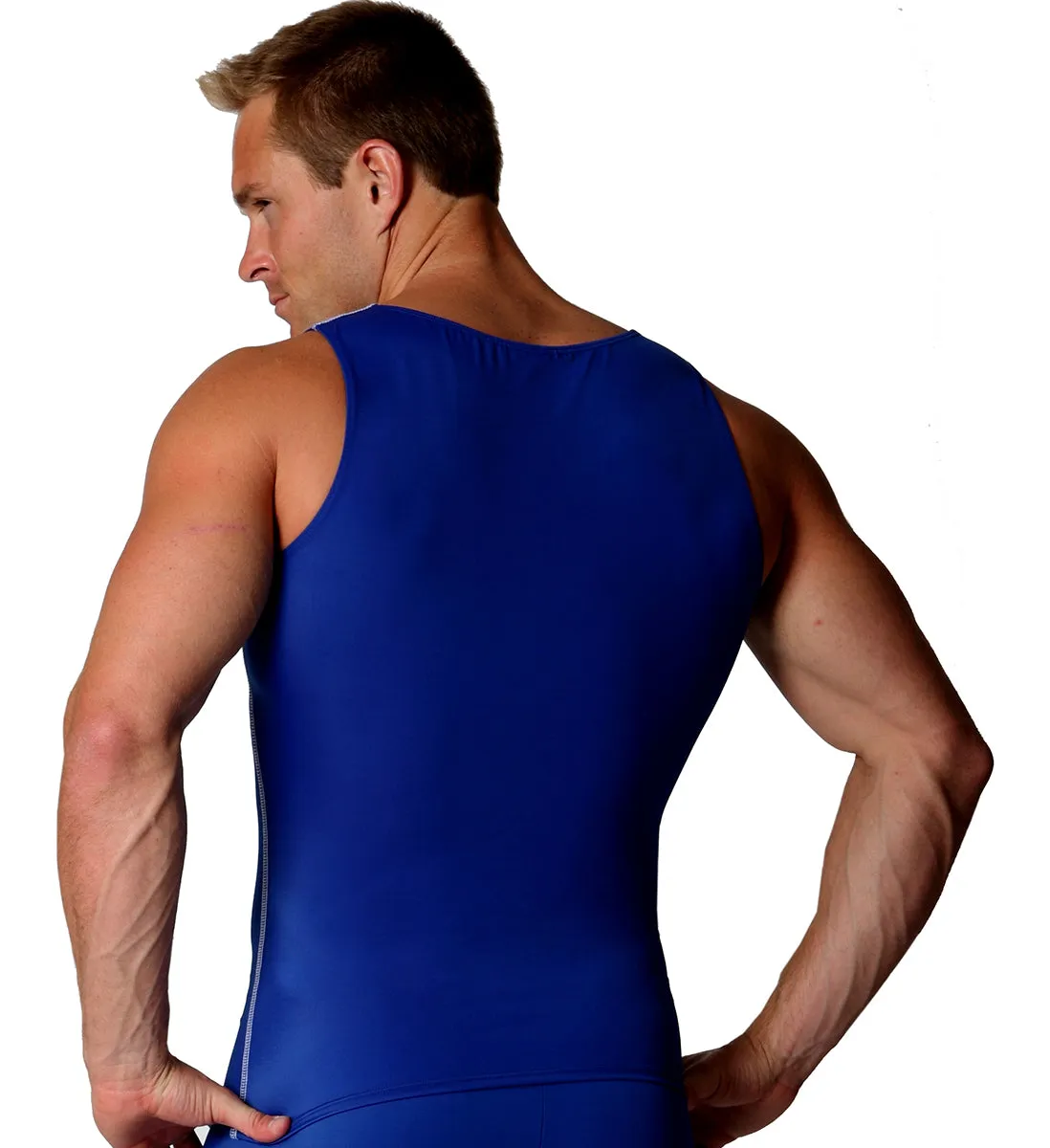 Insta Slim High Compression Muscle Tank Contrast Stitching ISMA0221