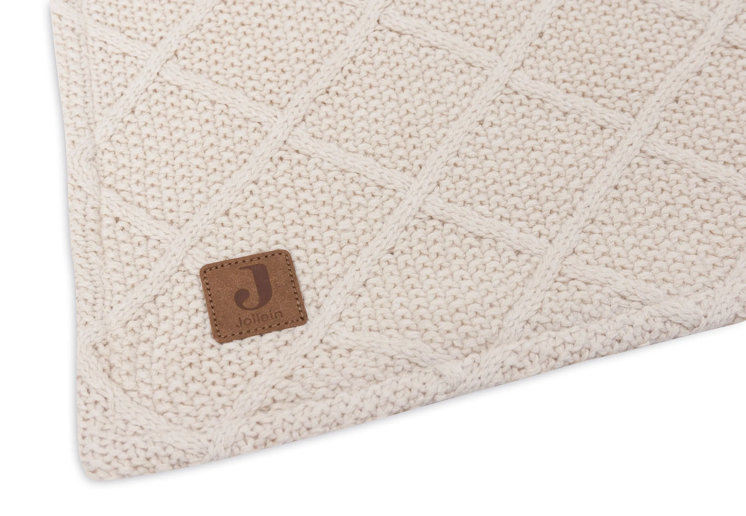 Jollein Crib Blanket 100x150cm Check Knit Oatmeal/Teddy Fleece