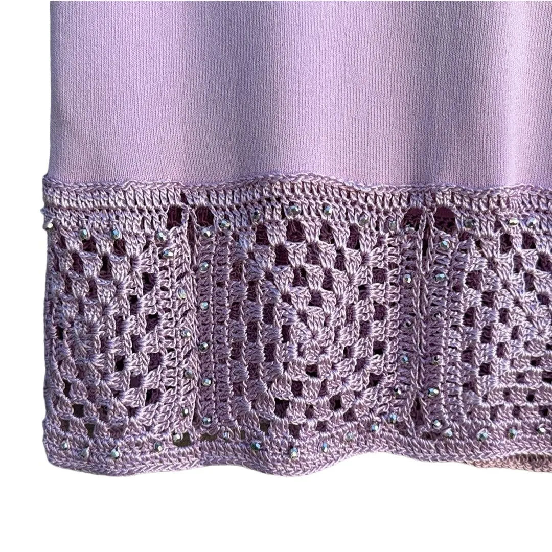 Joseph A. Women's Knit Lilac Sleeveless Crochet Beaded Hem Knit Top - New W/Tags