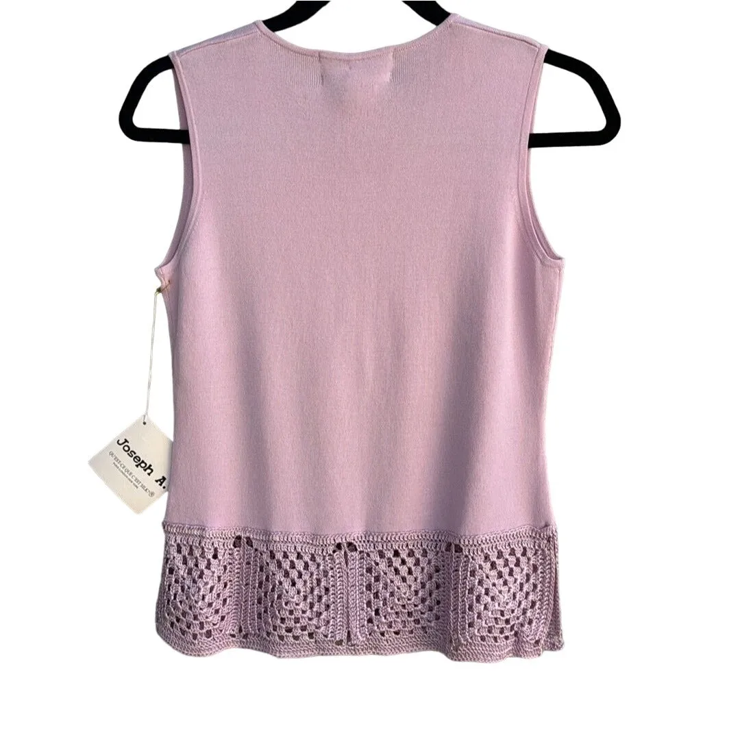 Joseph A. Women's Knit Lilac Sleeveless Crochet Beaded Hem Knit Top - New W/Tags