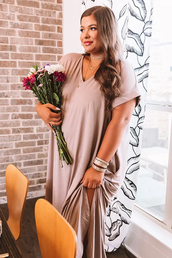 Just My Type T-Shirt Maxi In Taupe Curves