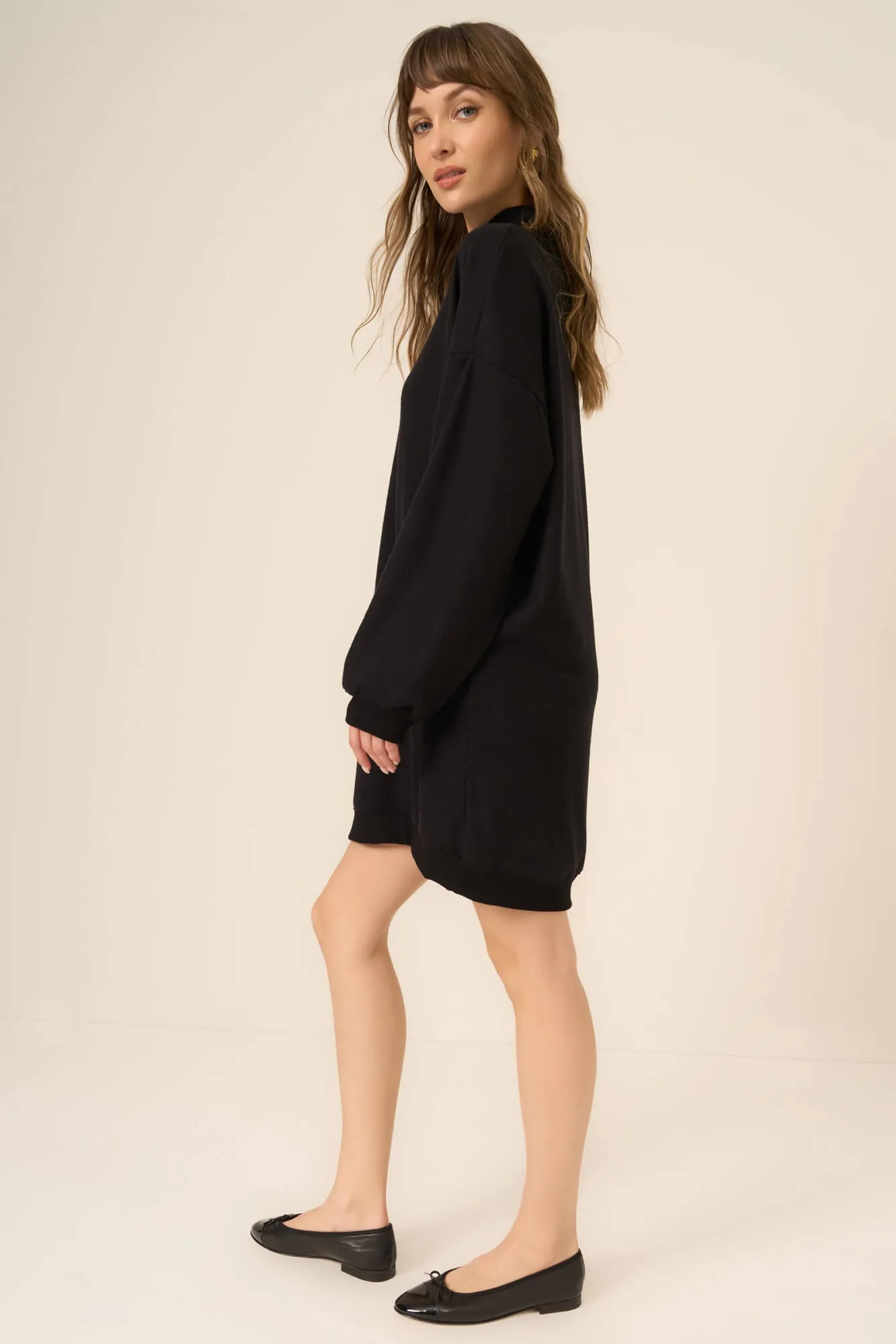 Kai Funnel Neck Cozy Dress - Black