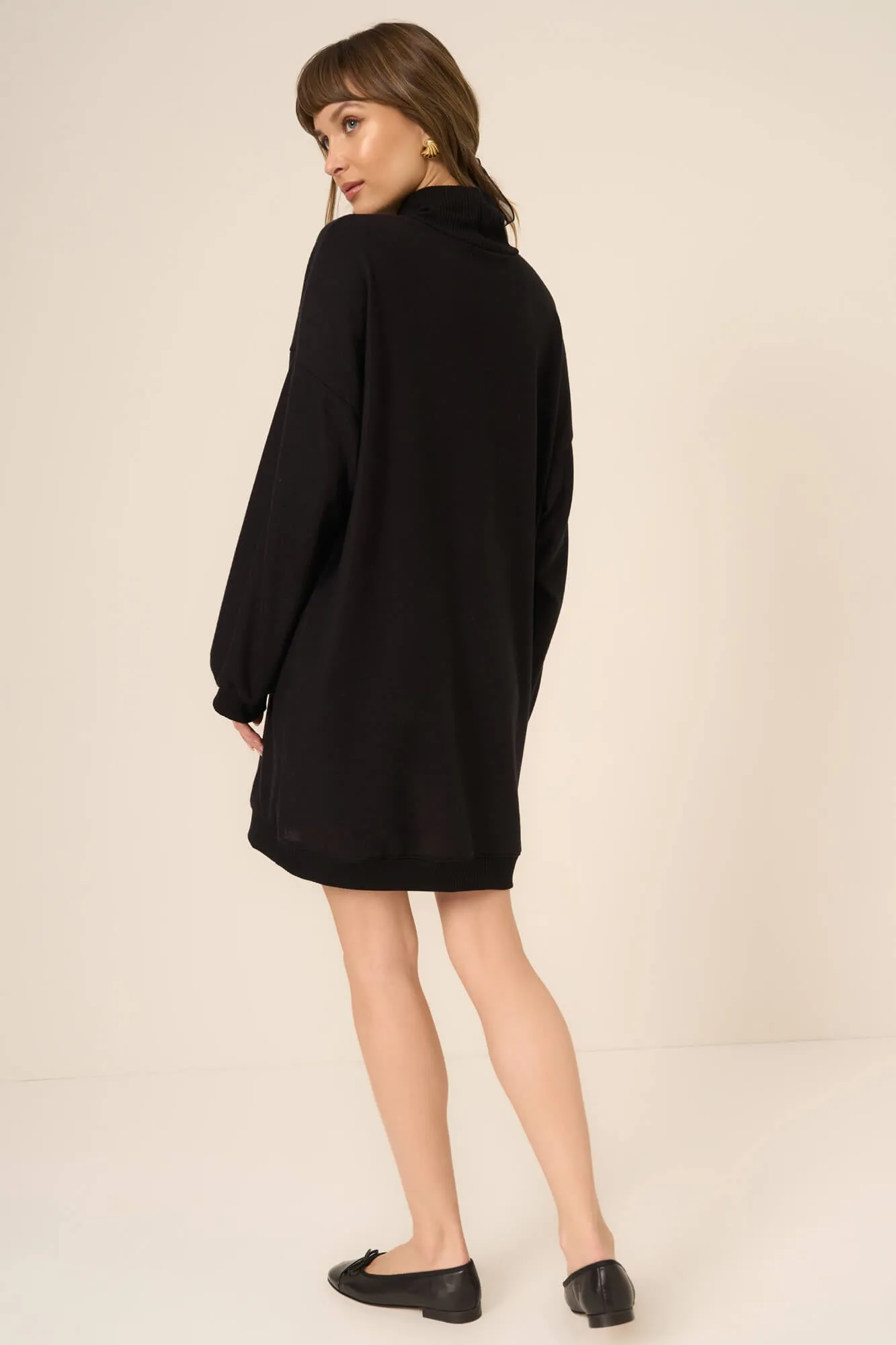 Kai Funnel Neck Cozy Dress - Black