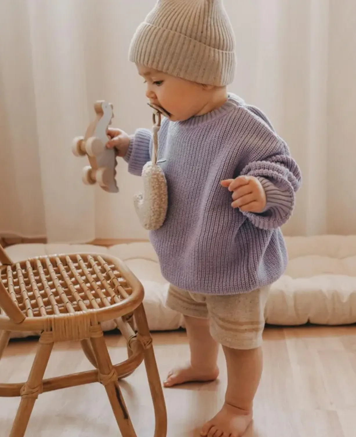 Kids' Knit Pullover Sweater in Purple