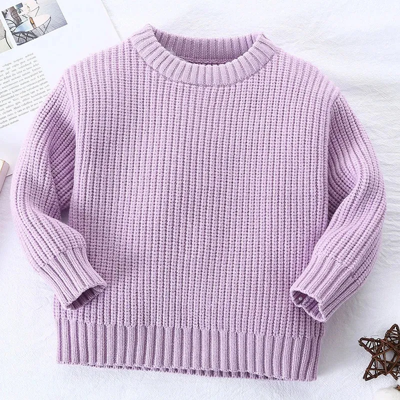 Kids' Knit Pullover Sweater in Purple