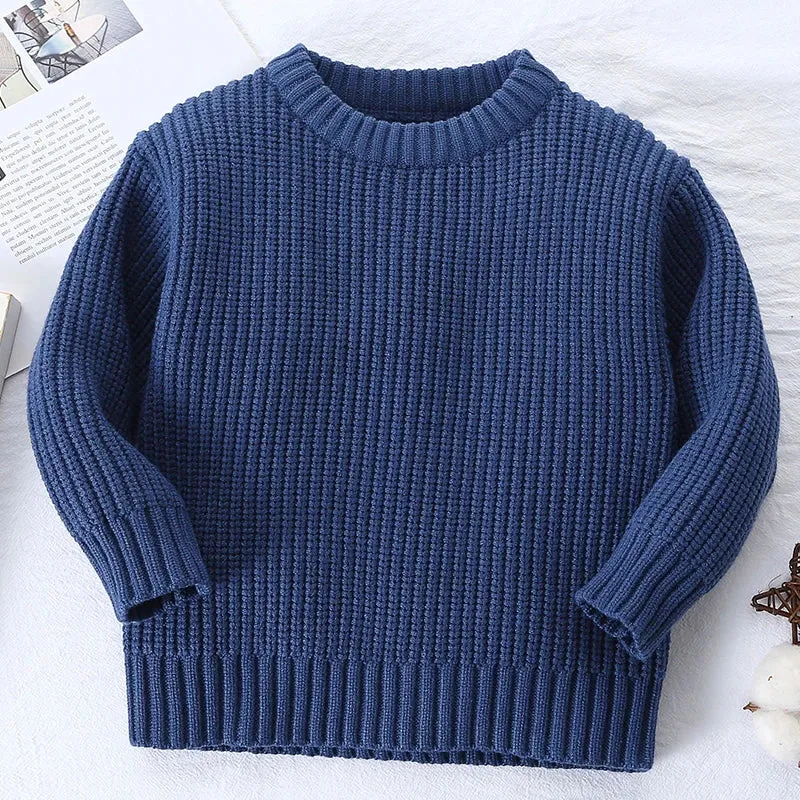 Knit Pullover Sweater in Blue