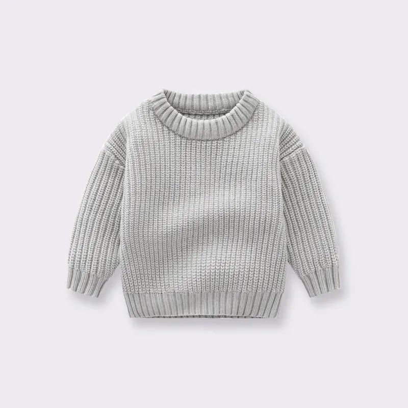 Knit Pullover Sweater in Gray