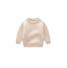 Knit Pullover Sweater in Khaki