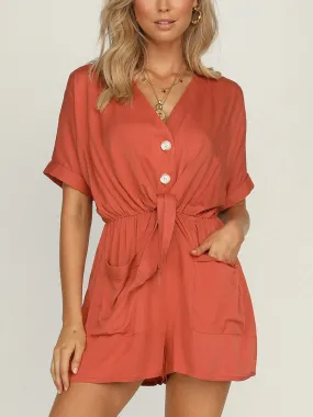 Lace-up Short Casual Jumpsuit