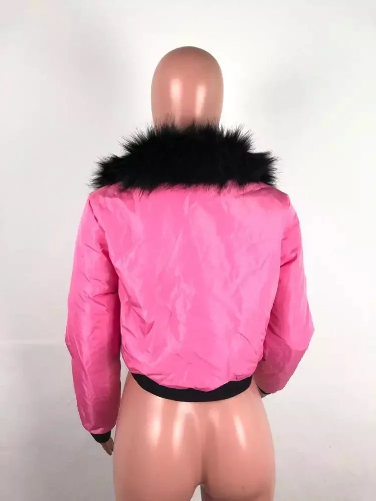 Ladies chic cropped bomber jacket