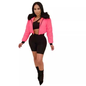 Ladies chic cropped bomber jacket