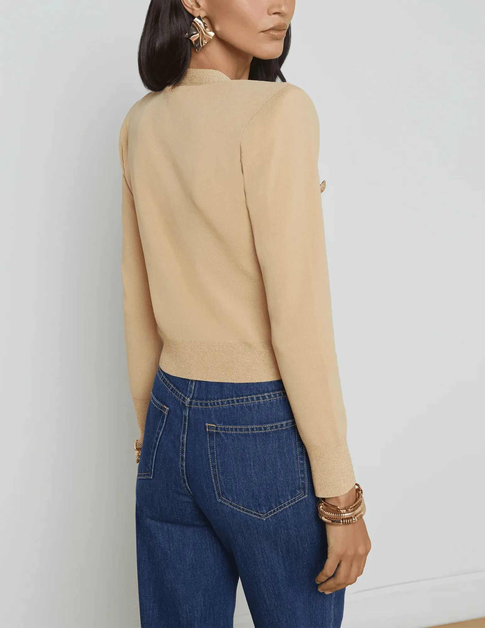 L'Agence Taya V-Neck Cropped Cardigan