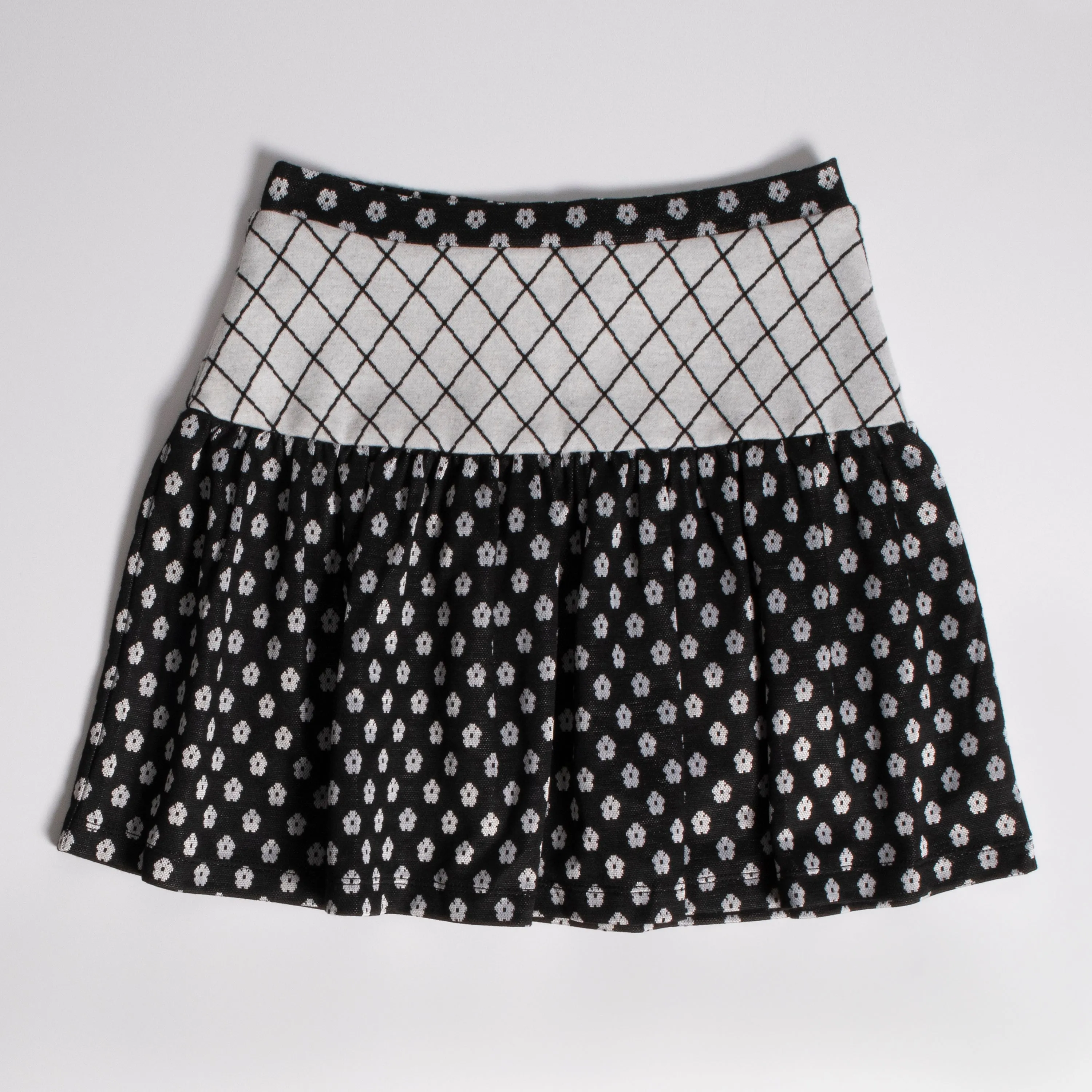 Lattice Floral Drop Yoke Skirt