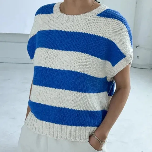 Le Bon Shoppe Pierre Cotton Sweater French Blue Stripe