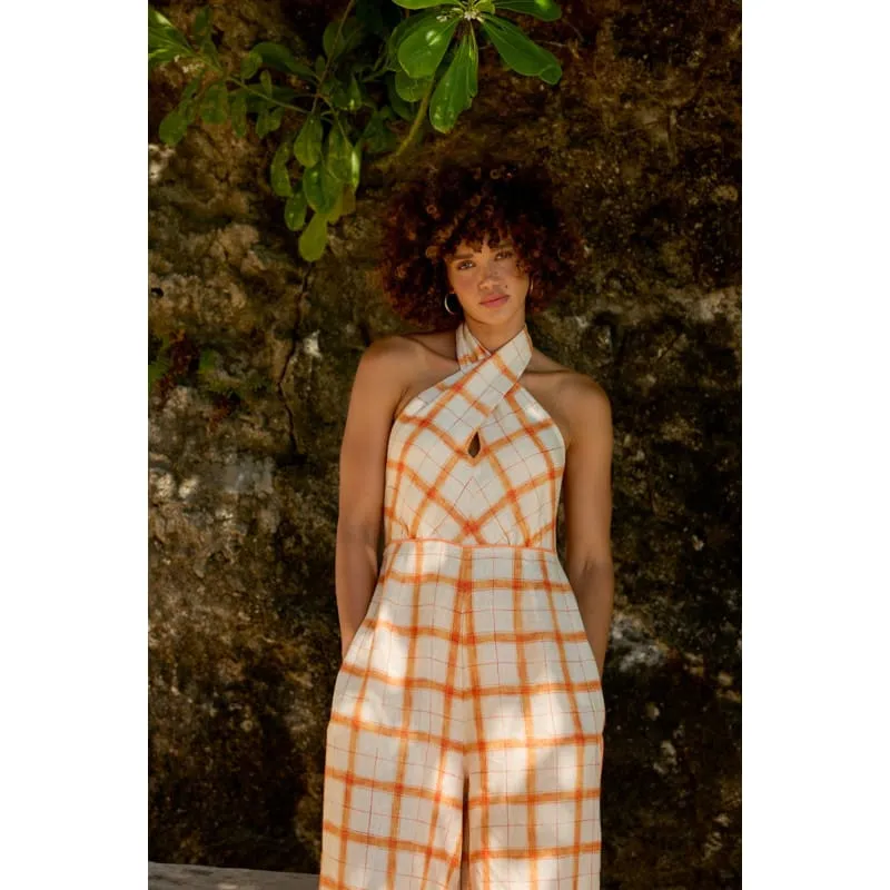 Le Soleil Linen Jumpsuit | Mandarine Gingham