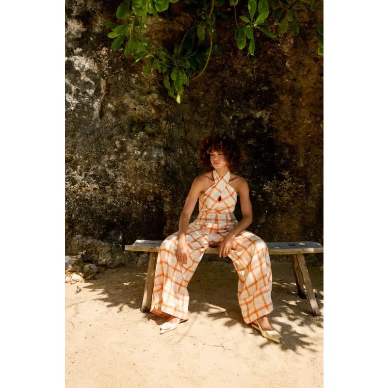 Le Soleil Linen Jumpsuit | Mandarine Gingham