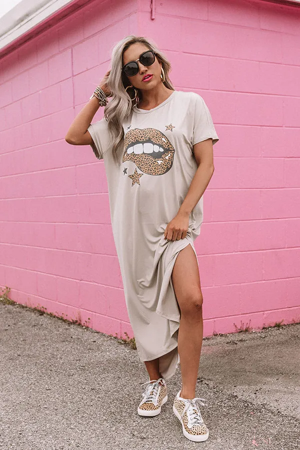 Leopard Lips T-Shirt Midi In Birch