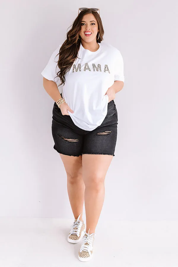 Mama Leopard Shift Tee In White Curves