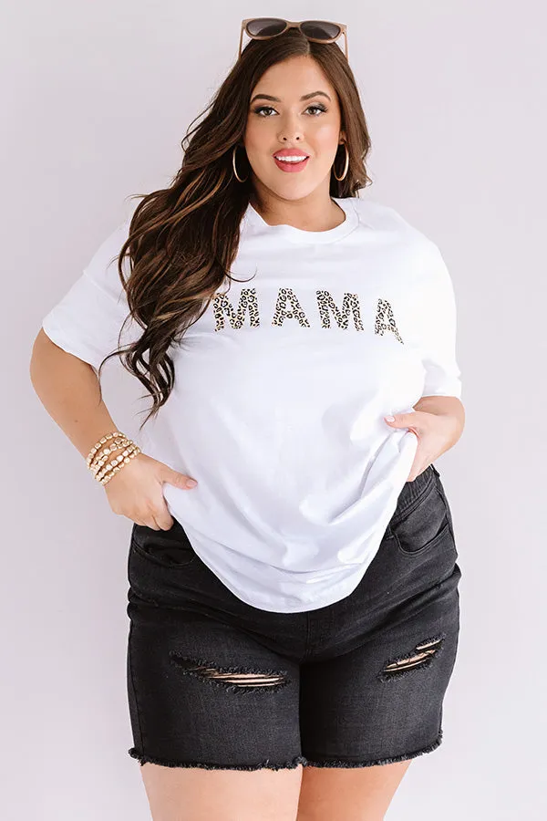 Mama Leopard Shift Tee In White Curves