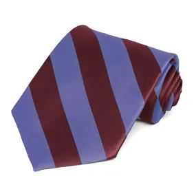 Maroon and Deep Periwinkle Striped Tie